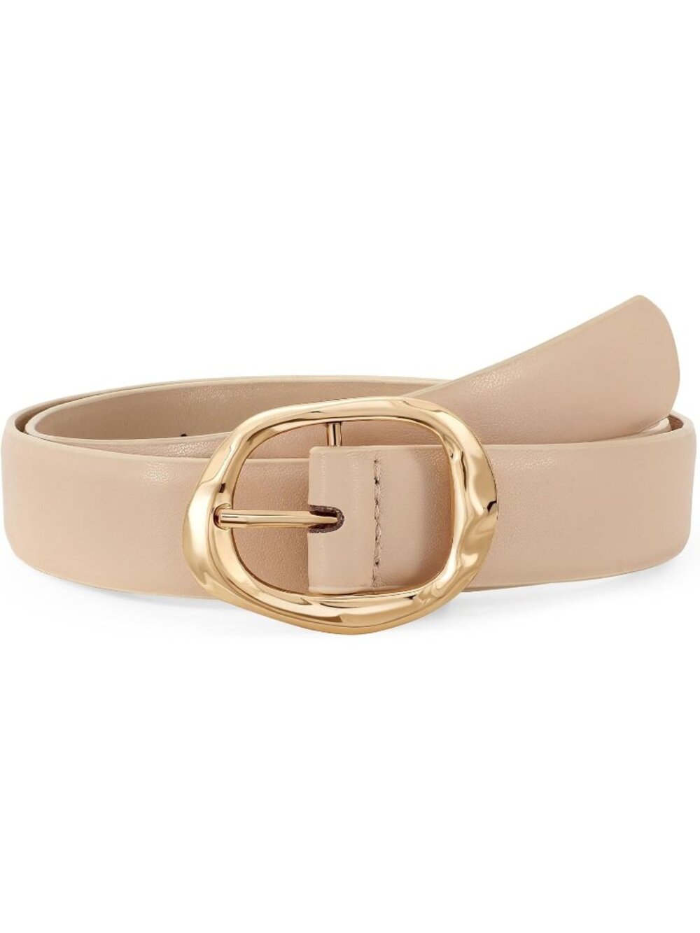 Women's Khaki Black Faux Leather Casual Waist Stylish Fashion Belt Gold Buckle